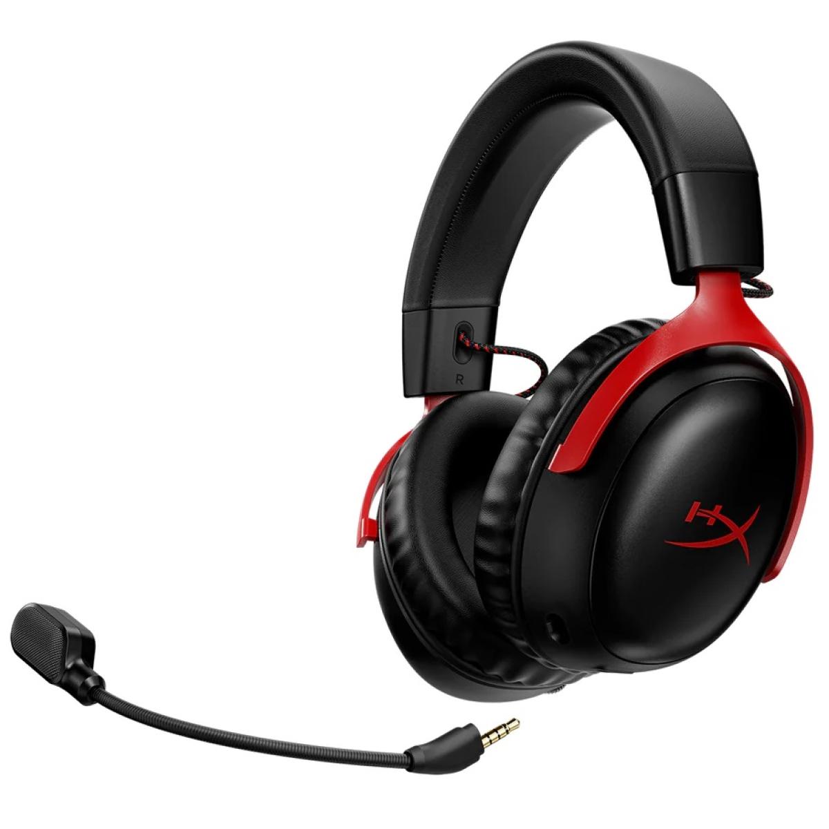 HyperX Cloud III Wireless DTS:X Spatial Virtual 3D Surround Sound Gaming Headset w/ Improved Bass & Superior Noise-cancelling Mic Quality & Onboard Controls , Multiplatform Compatibility (USB-C, USB-A, 2.4GHz Dongle) - Black & Red