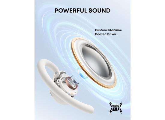 Soundcore V20i by Anker Open-Ear Headphones, Adjustable Ear Hooks, Ultra-Comfort, Snug Fit, Powerful Sound, Clear Calls, IP55, 36H Playtime, Bluetooth 5.4 Wireless Earbuds, Multipoint Connection,White