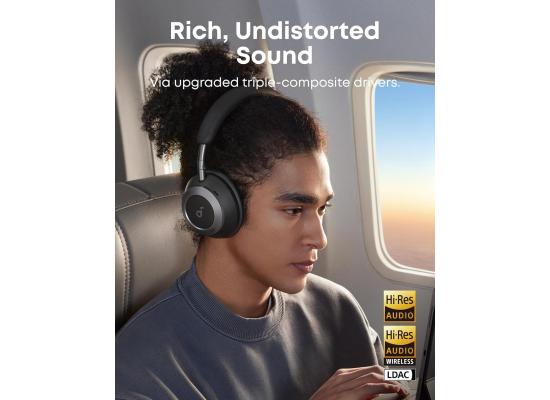 Anker Soundcore Space One Pro, FlexiCurve Over-Ear Headphone, Adaptive Active Noise Cancelling Headphones Driven by 6 Mics, 60H Lossless Audio, Ultra-Fast Charging, Hi-Res Wireless, Comfortable Fit