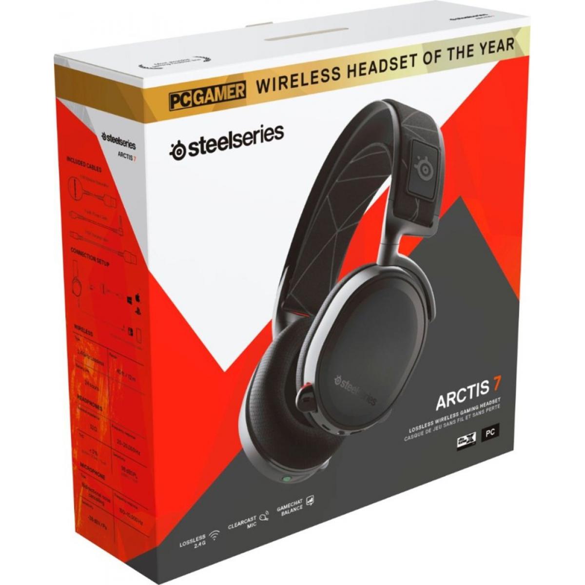 SteelSeries Arctis 7 (2021) - Lossless 2.4 Ghz Wireless Gaming Headset with DTS Headphone: X v2.0 Surround - for PC and PlayStation 4 - Black