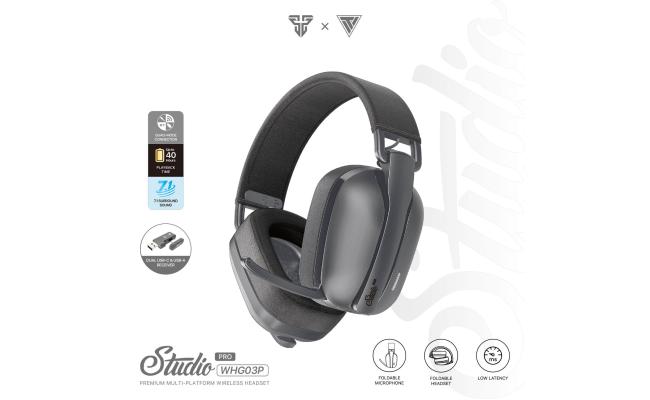 Fantech Studio Pro WHG03 7.1 Surround Sound (Grey) Wireless & Wired Gaming Headset Quad-Mode Connection (BT, Low Latency 2.4GHz, 3.5mm, USB 7.1) Up To 40 Hours Battery For PC, MacOS, XBOX, PS, iOS, Android