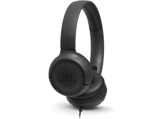 JBL Tune 500 (Black) Lightweight Wired on-Ear Headphones, Pure Bass Sound, Foldable Design, Hands-Free Calls, Tangle-Free Flat Cable Ask Siri or Google Now