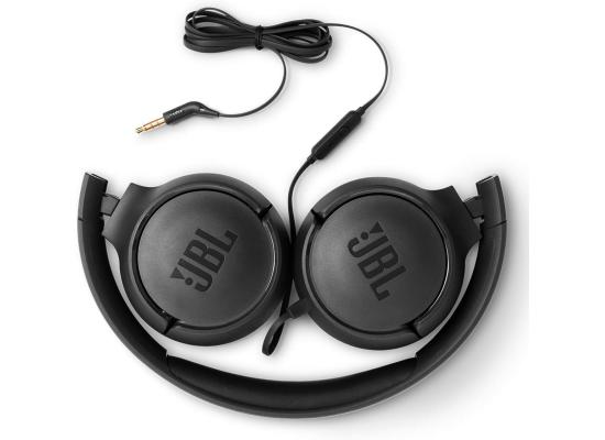 JBL Tune 500 (Black) Lightweight Wired on-Ear Headphones, Pure Bass Sound, Foldable Design, Hands-Free Calls, Tangle-Free Flat Cable Ask Siri or Google Now