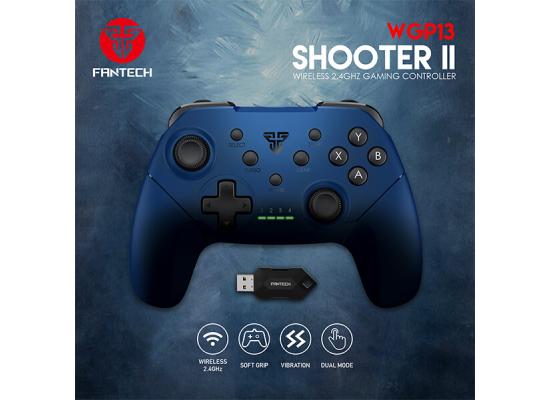 Fantech WGP13 Shooter II Wireless (2.4GHz) Gaming Controller, Built-In Rechargeable Battery , Dual Vibration Motors - Blue