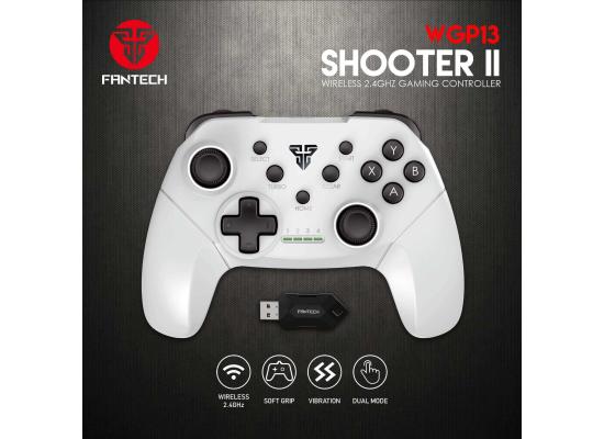 Fantech WGP13 Shooter II Wireless (2.4GHz) Gaming Controller, Built-In Rechargeable Battery , Dual Vibration Motors - White