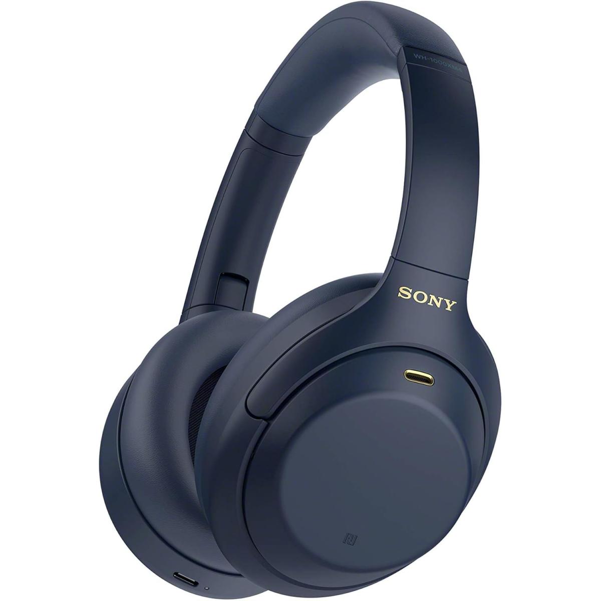 Sony WH-1000XM4 LightWeight & Comfortable Wireless Noise Canceling Headphones, HD Noise Cancelling Processor QN1, Soft Fit Synthetic Leather, With 5 Microphones, Up To 30-Hour Battery Life - Midnight Blue