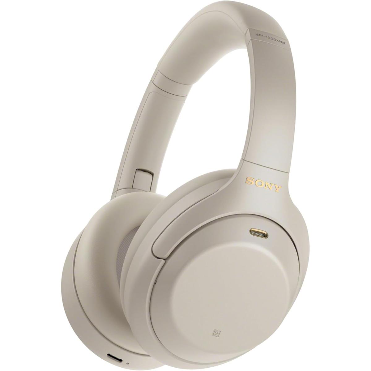Sony WH-1000XM4 LightWeight & Comfortable Wireless Noise Canceling Headphones, HD Noise Cancelling Processor QN1, Soft Fit Synthetic Leather, With 5 Microphones, Up To 30-Hour Battery Life - Silver