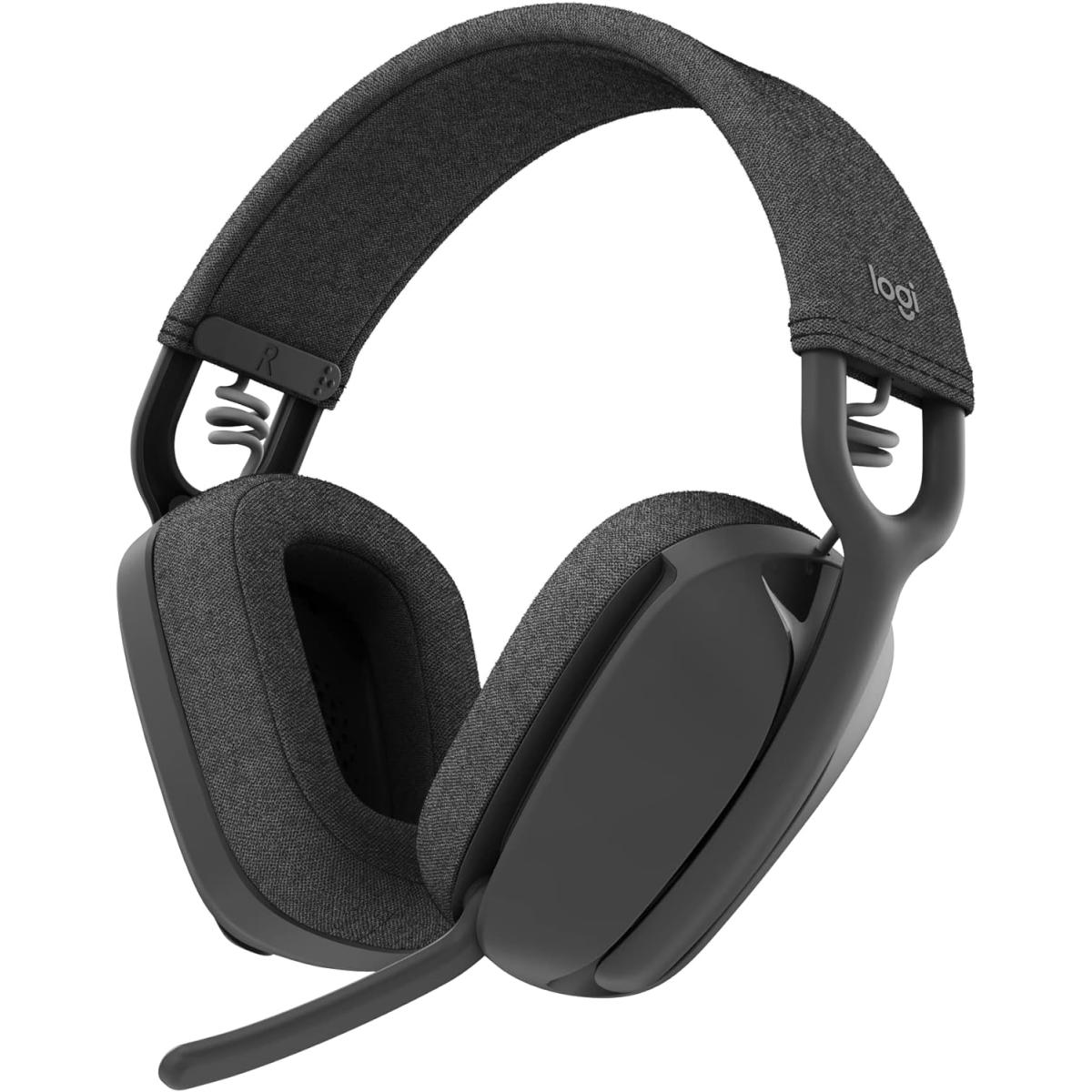 Logitech Zone Vibe 100 Wireless (Bluetooth 5.2) Over-Ear Lightweight Professional Headset, Dual Omni-Directional Noise Canceling Microphones, USB-C Charging, For Win, macOS, iOS, Android - Graphite