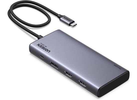 UGREEN USB-C Hub,Revodok 8-in-1,Plug And Play, Input (1 XUSB-C) , Output(2 HDMI,1 Display Port ,2 USB A&C 3.2 Ports ), Video (HDMI 1 ,HDMI 2,DP Up To 4K@60Hz) USB (USB-C ,USB-A ),Charging (USB-C Supports PD 3.0 , 100W),CM639/35625