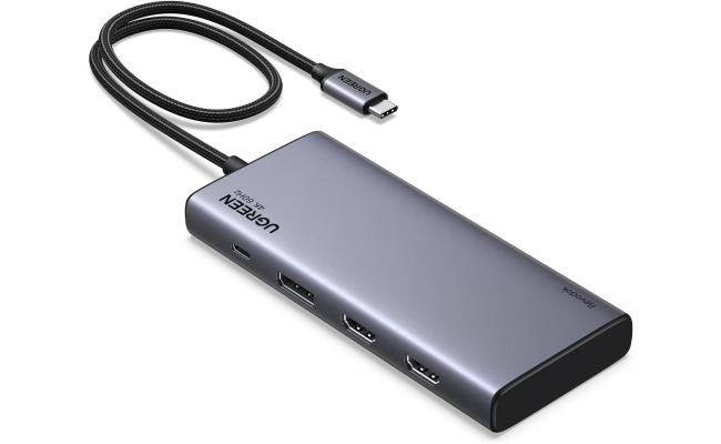 UGREEN USB-C Hub,Revodok 8-in-1,Plug And Play, Input (1 XUSB-C) , Output(2 HDMI,1 Display Port ,2 USB A&C 3.2 Ports ), Video (HDMI 1 ,HDMI 2,DP Up To 4K@60Hz) USB (USB-C ,USB-A ),Charging (USB-C Supports PD 3.0 , 100W),CM639/35625