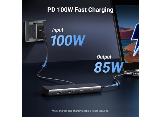 UGREEN USB-C Hub,Revodok 8-in-1,Plug And Play, Input (1 XUSB-C) , Output(2 HDMI,1 Display Port ,2 USB A&C 3.2 Ports ), Video (HDMI 1 ,HDMI 2,DP Up To 4K@60Hz) USB (USB-C ,USB-A ),Charging (USB-C Supports PD 3.0 , 100W),CM639/35625