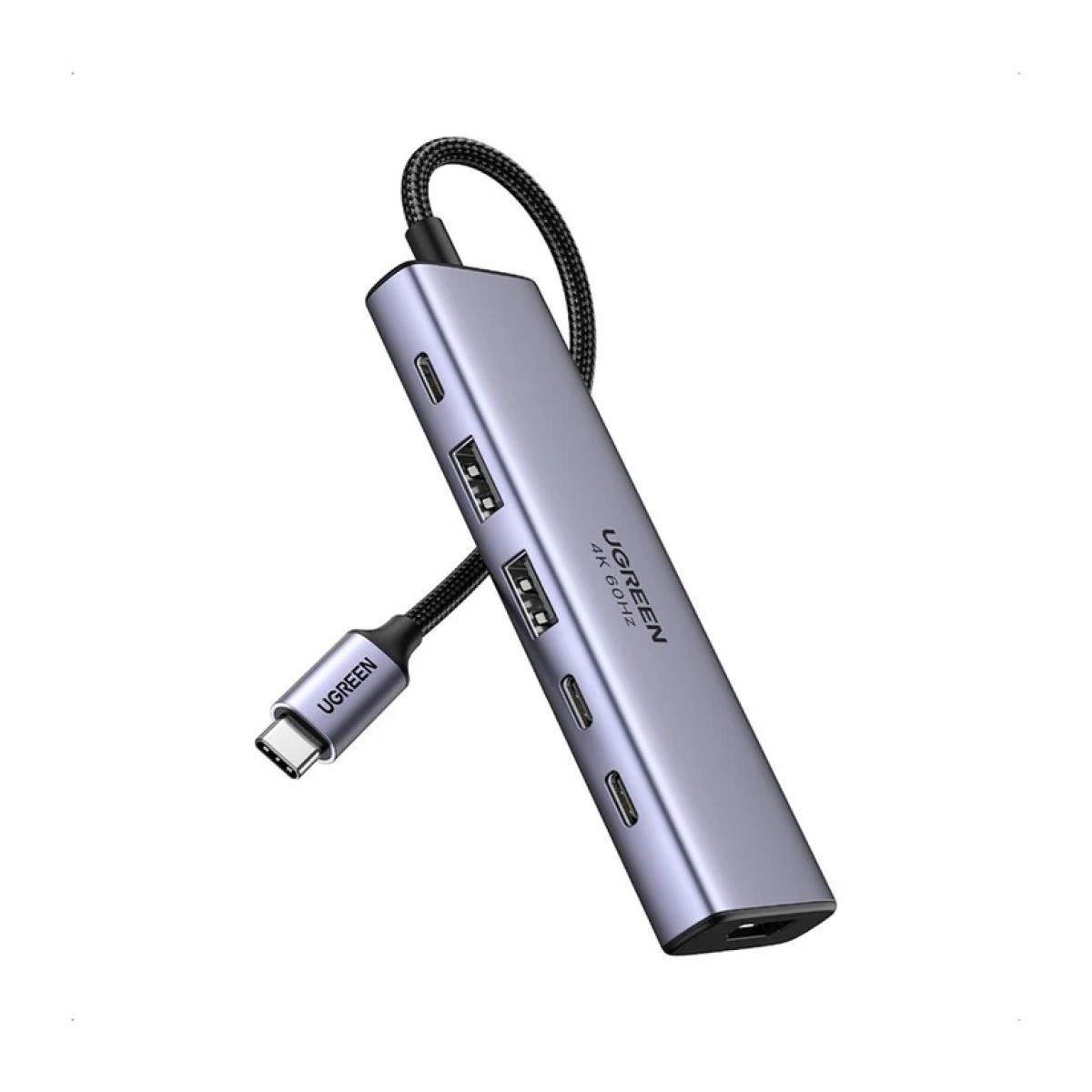 UGREEN USB-C Hub, 6-in-1,Plug And Play, Input (1*USB-C) ,Output(1*HDMI,2*USB-C,2*USB-A), Video (1* HDMI 4K@60Hz),USB(USB-C , USB-A , Up To 10Gbps), Support HD Display For Windows/MacOS,r,CM511/35999