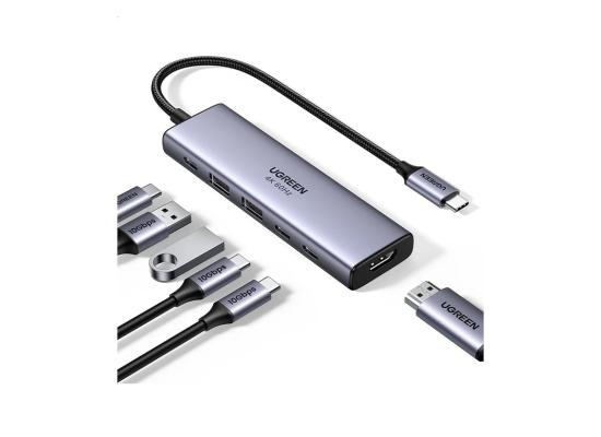 UGREEN USB-C Hub, 6-in-1,Plug And Play, Input (1*USB-C) ,Output(1*HDMI,2*USB-C,2*USB-A), Video (1* HDMI 4K@60Hz),USB(USB-C , USB-A ,  Up To 10Gbps), Support HD Display For Windows/MacOS,r,CM511/35999