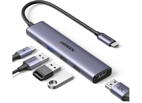 UGREEN USB C Hub 5 in 1 Multiport Adapter Revodok 105 4K HDMI, 100W Power Delivery, 3 USB-A Data Ports, USB C Dongle for MacBook Pro/Air, iPad Pro, iMac, iPhone 16 Pro/Pro Max, XPS, Thinkpad