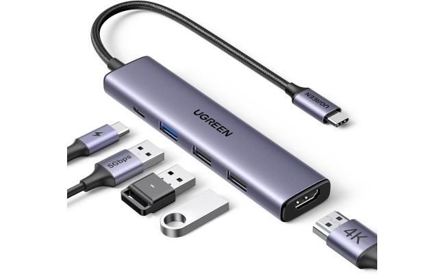UGREEN USB C Hub 5 in 1 Multiport Adapter Revodok 105 4K HDMI, 100W Power Delivery, 3 USB-A Data Ports, USB C Dongle for MacBook Pro/Air, iPad Pro, iMac, iPhone 16 Pro/Pro Max, XPS, Thinkpad UGREEN USB C Hub 5 in 1 Multiport Adapter Revodok 105 4K HDMI, 100W Power Delivery, 3 USB-A Data Ports, USB C Dongle for MacBook Pro/Air, iPad Pro, iMac, iPhone 16 Pro/Pro Max, XPS, Thinkpad