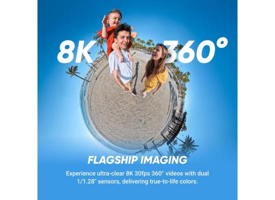 Insta360 X5 - Waterproof 8K 360° Action Camera, Leading Low Light, Invisible Selfie Stick Effect, Rugged and Replaceable Lens, 3-Hour Battery, Built-in Wind Guard, Stabilization, Triple AI Chip Design