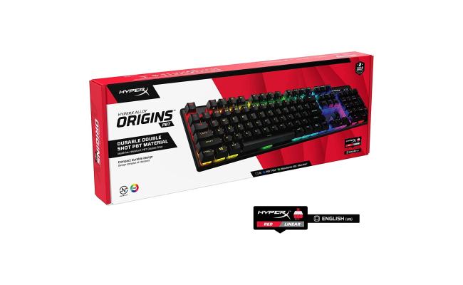 HyperX Alloy Origins PBT Mechanical Gaming Keyboard, Macro Customization, Full Sized KeyBoard, RGB LED Backlit - Linear HyperX Red Switch