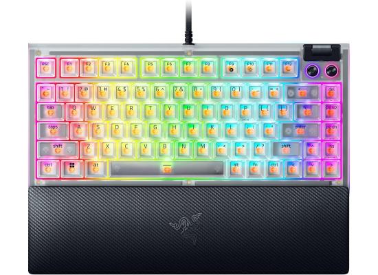 Razer BlackWidow V4 75% Phantom White - Hot-swappable mechanical gaming keyboard - Orange Tactile Switches - Media roller with 2 dedicated media keys - RGB - US Layout Phantom White Edition