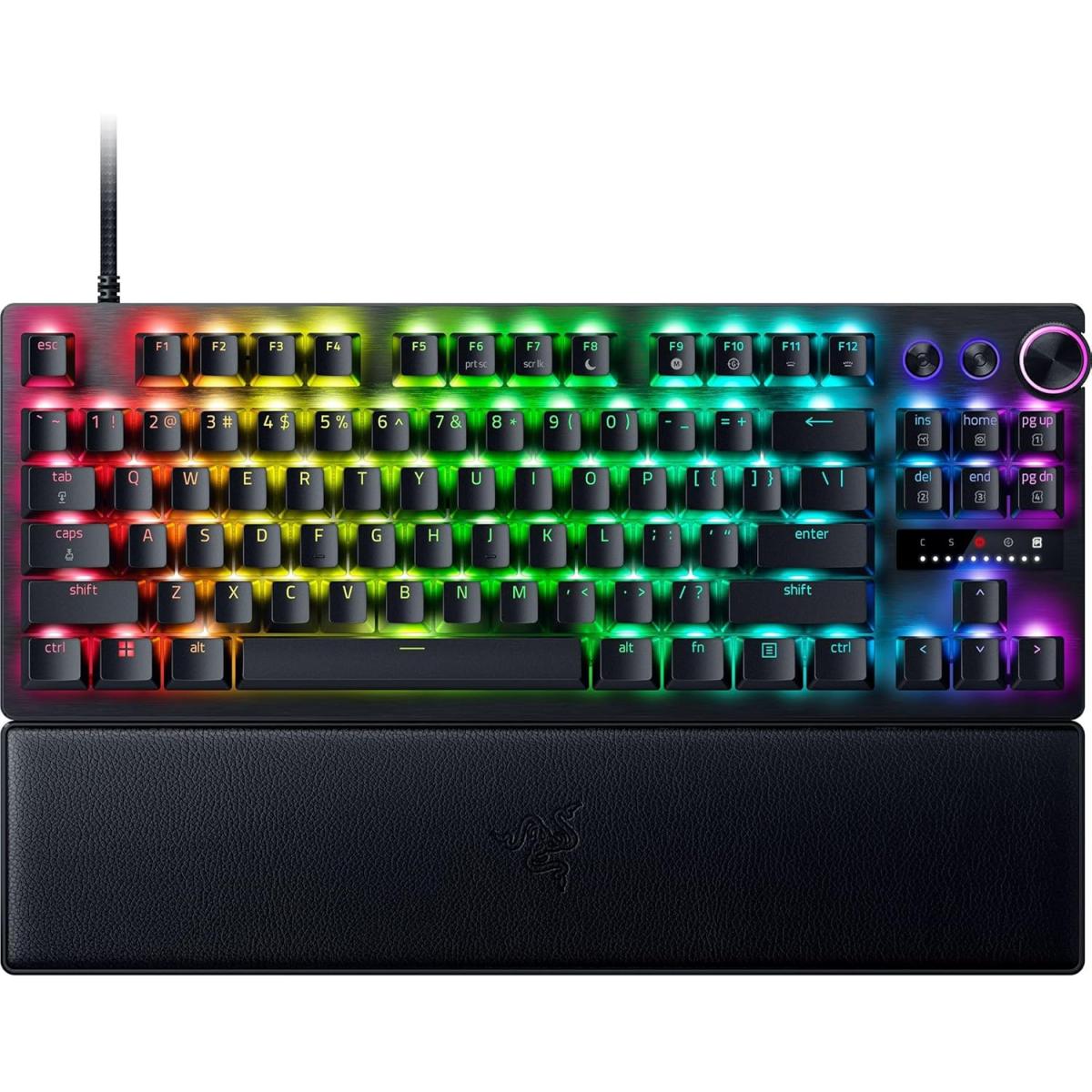 Razer Huntsman V3 Pro TKL Esports Gaming Keyboard: Analog Optical Switches - Razer Snap Tap - Rapid Trigger - Adjustable Actuation - Media Keys & Dial - Doubleshot PBT Keycaps - Wrist Rest - Black