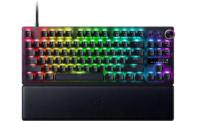 Razer Huntsman V3 Pro TKL Esports Gaming Keyboard: Analog Optical Switches - Razer Snap Tap - Rapid Trigger - Adjustable Actuation - Media Keys & Dial - Doubleshot PBT Keycaps - Wrist Rest - Black