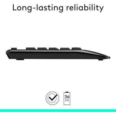 Logitech MK345 Wireless Keyboard and Mouse Combo with Palm Rest, 2.4 GHz USB Receiver, Compatible with PC, Laptop, Black (عربي)