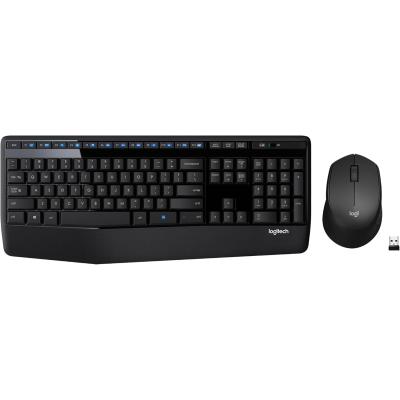 Logitech MK345 Wireless Keyboard and Mouse Combo with Palm Rest, 2.4 GHz USB Receiver, Compatible with PC, Laptop, Black (عربي)
