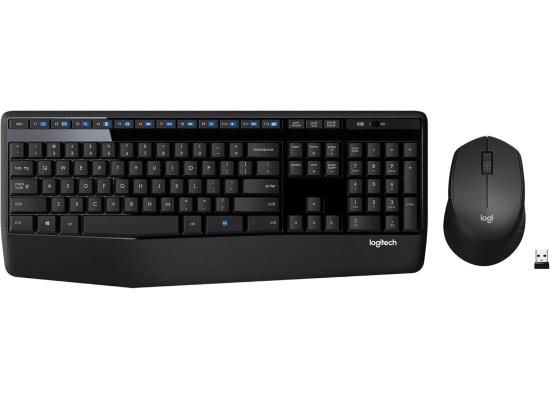 Logitech MK345 Wireless Keyboard and Mouse Combo with Palm Rest, 2.4 GHz USB Receiver, Compatible with PC, Laptop, Black (عربي)