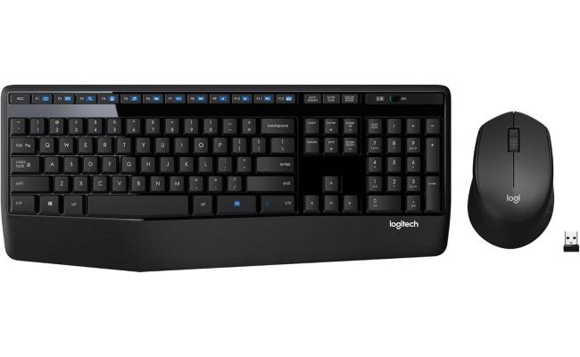 Logitech MK345 Wireless Keyboard and Mouse Combo with Palm Rest, 2.4 GHz USB Receiver, Compatible with PC, Laptop, Black (عربي)