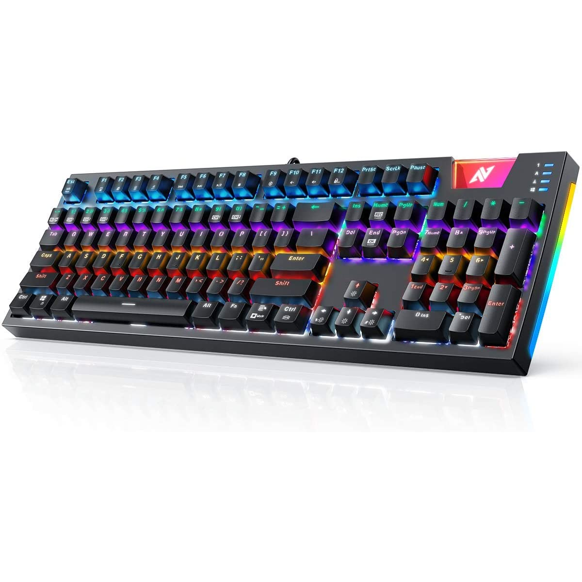 ABKONCORE K660 ARC W/ RGB Side LED&Backlit Keyboard Mechanical Gaming Keyboard IP42 Splash-Proof-Blue Switches