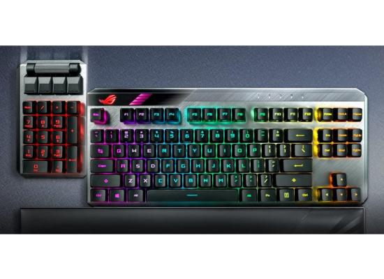 ASUS ROG Claymore II Wireless Modular (Full Size & TKL) Gaming Optical Mechanical Switch Keyboard (ROG RX RED) ,PBT , Up To 43 Hours Battery, Detachable Numpad, RGB Aura Sync, Media Controls
