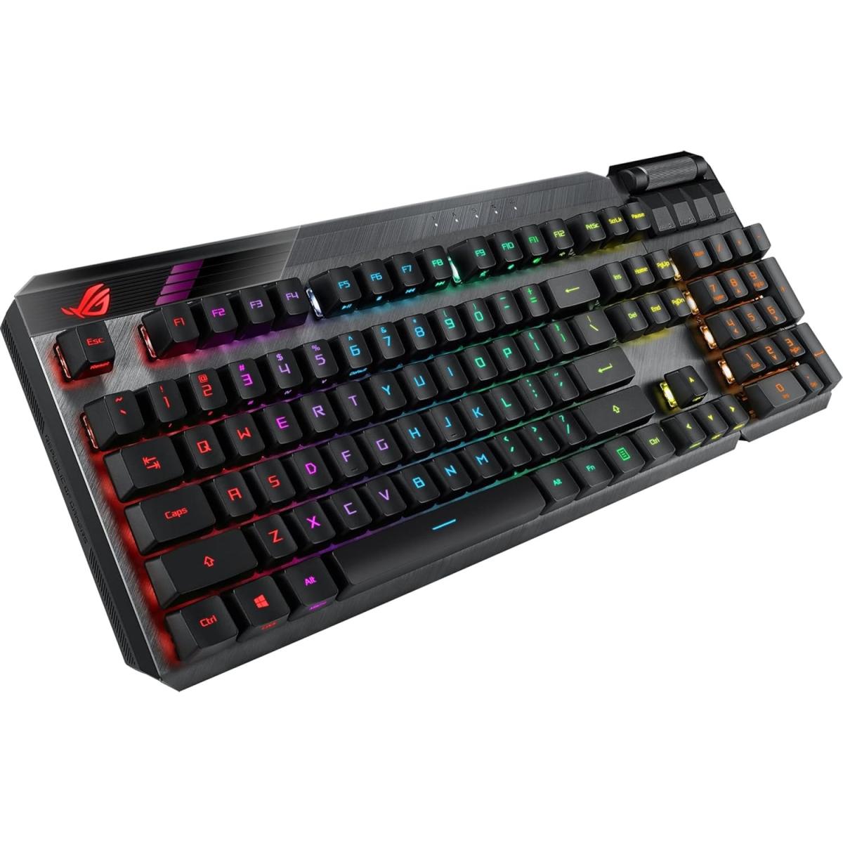 ASUS ROG Claymore II Wireless Modular (Full Size & TKL) Gaming Optical Mechanical Switch Keyboard (ROG RX RED) ,PBT , Up To 43 Hours Battery, Detachable Numpad, RGB Aura Sync, Media Controls