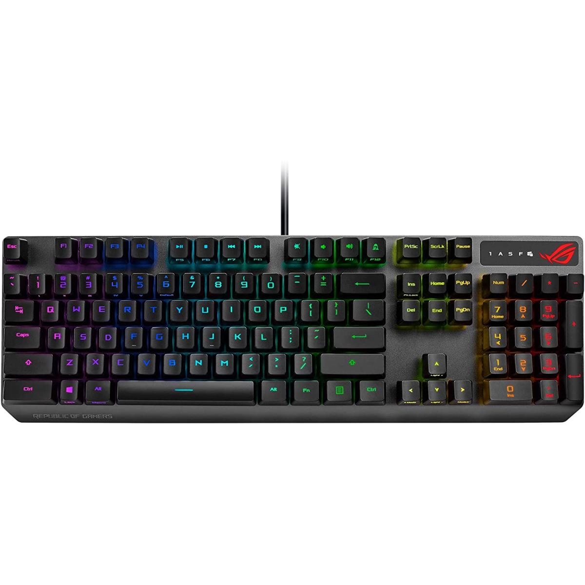 ASUS ROG Strix Scope RX optical RGB gaming keyboard ,ROG RX Optical Mechanical Red Switches, IP56 water and dust resistance, Alloy Ttop Plate (عربي)