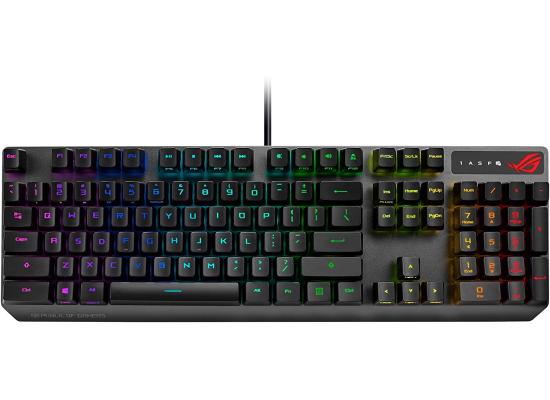 ASUS ROG Strix Scope RX optical RGB gaming keyboard for FPS gamers, with ROG RX Optical Mechanical Red Switches, IP56 water and dust resistance, alloy top plate