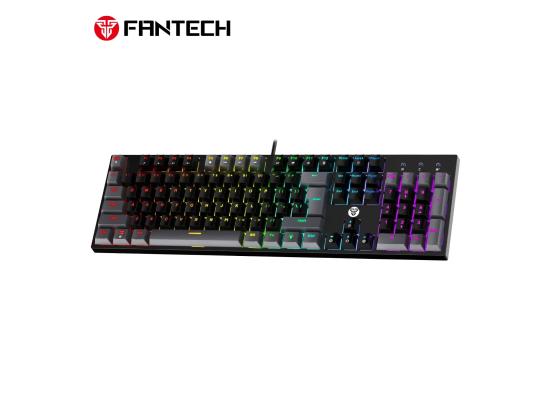 Fantech Atom104 Mk886 V2 (Full Size) RGB Wired Mechanical Gaming Keyboard, 3 Pin Hot-Swappable Switches, 25 Anti-Ghosting Keys - Sumi Edition Black/Red Switch