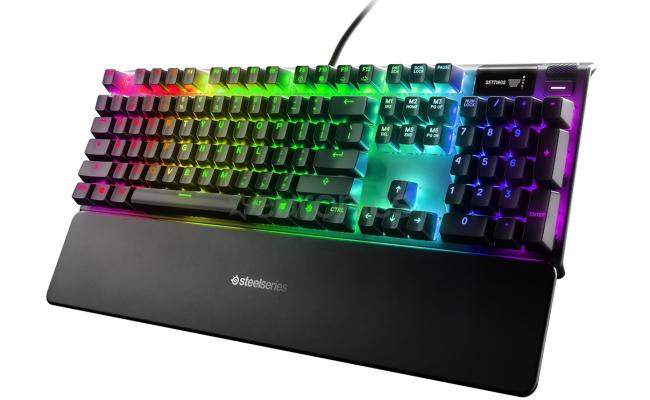 SteelSeries Apex 5 Wired RGB Hybrid Mechanical Gaming Keyboard w/ OLED Smart Display, Tactile Click Of A Blue Switch With Membrane Smoothness