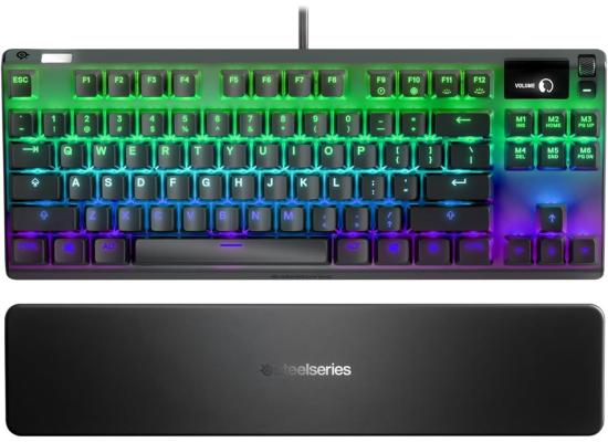 SteelSeries APEX 7 TKL OLED Smart Display, Wired RGB Mechanical Gaming Keyboard w/ Media Controls – Linear & Quiet Red Switch