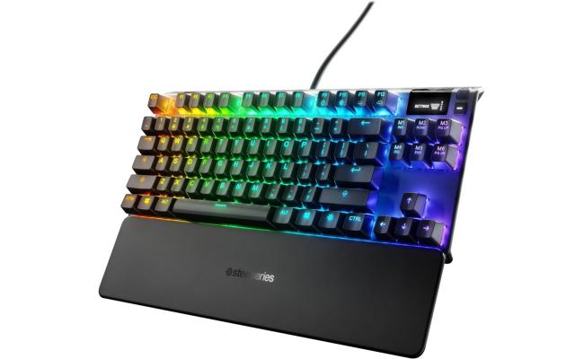 SteelSeries APEX 7 TKL OLED Smart Display, Wired RGB Mechanical Gaming Keyboard w/ Media Controls – Linear & Quiet Red Switch