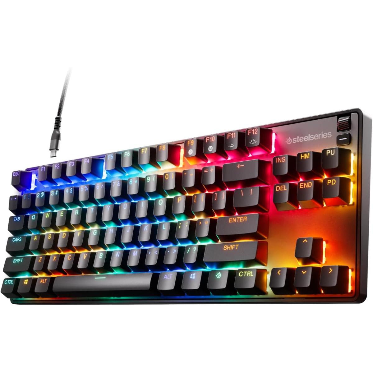 SteelSeries Apex 9 TKL Esports 80% PBT Wired RGB Optical OPTIPOINT Linear Mechanical Gaming Keyboard With Aluminum Alloy Frame, Hot Swappable Switches