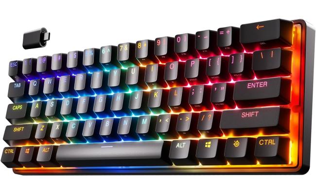 SteelSeries Apex Pro Mini Wireless 60% (2.4GHz/Bluetooth) RGB Mechanical Gaming Keyboard W/ HyperMagnetic OmniPoint Adjustable Switches, World’s Fastest Mechanical Switches