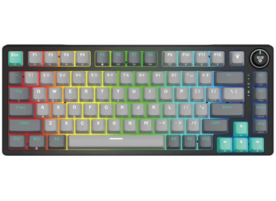 Fantech Atom Pro83 Mk913 TRI-Mode Connection (Wireless 2.4GHz, BT 5.0, Wired) 83 Keys (TKL 75% Size) RGB 3 Colors Combination Mechanical Gaming Keyboard, Anti-Ghosting Full Keys, Volume Knob - Stellar Edition Mercury/Blue Switch