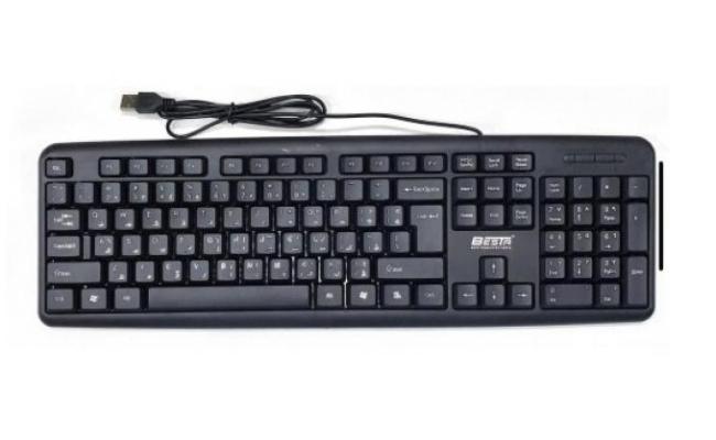 Besta (BT-K11) Economic Office USB Wired Standard Corded Narrow Frame Design Keyboard-Full Size Black (عربي)