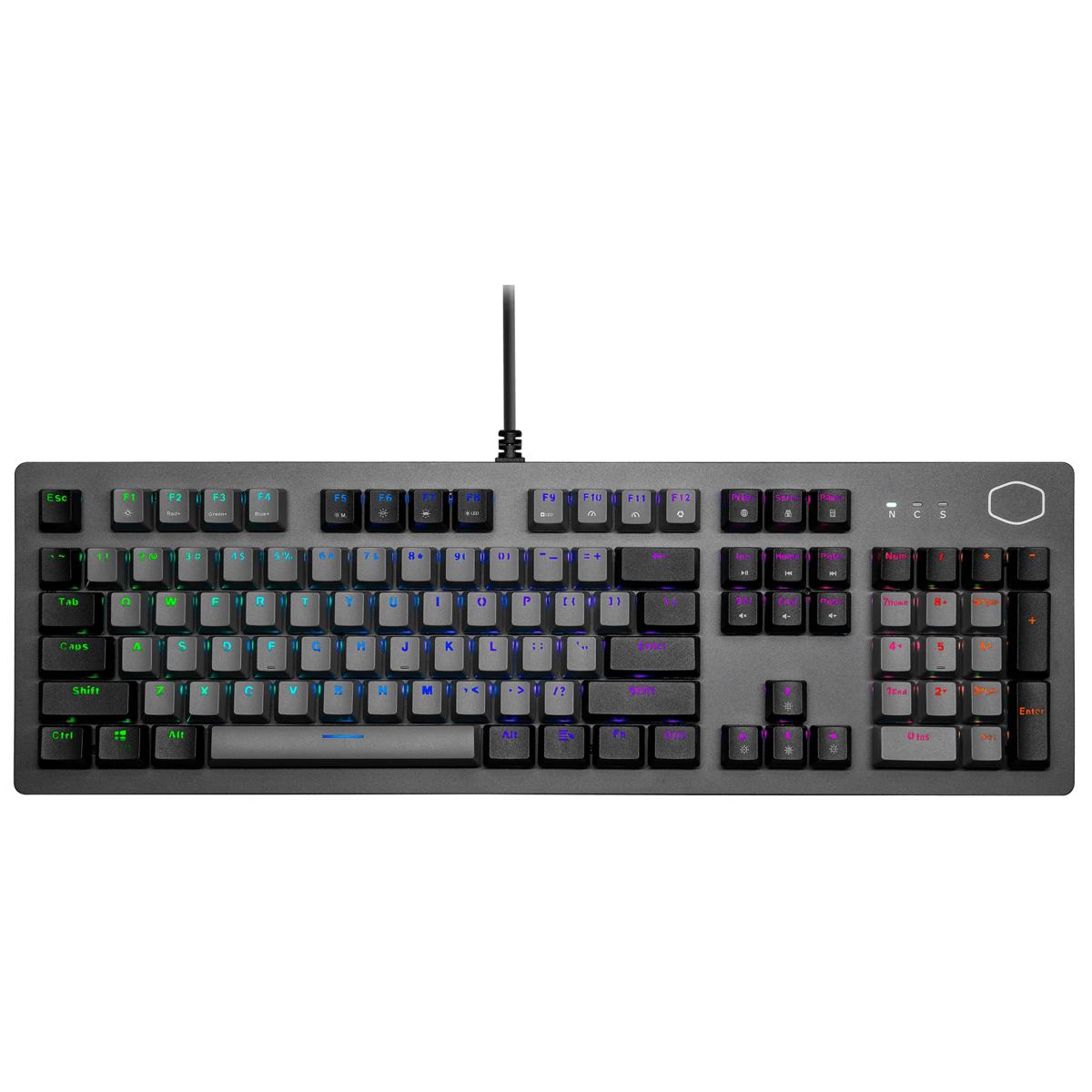 Cooler Master CK352 Gaming Mechanical Keyboard Blue Switch with RGB Backlighting & Side LightBars Dual KeyCap Color(Black&Grey) (عربي)
