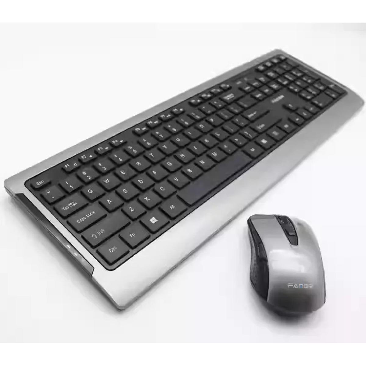 FAMOR CS100 Wireless 2.4GHz Kit, Keyboard & Mouse Combo, 1600 DPI High Grade Mouse, Metallic Grey & Black Color