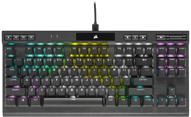 Corsair K70 RGB TKL 80% Black Type-C Wired Mechanical Gaming Keyboard w/ Axon Technology - CHERRY MX Red