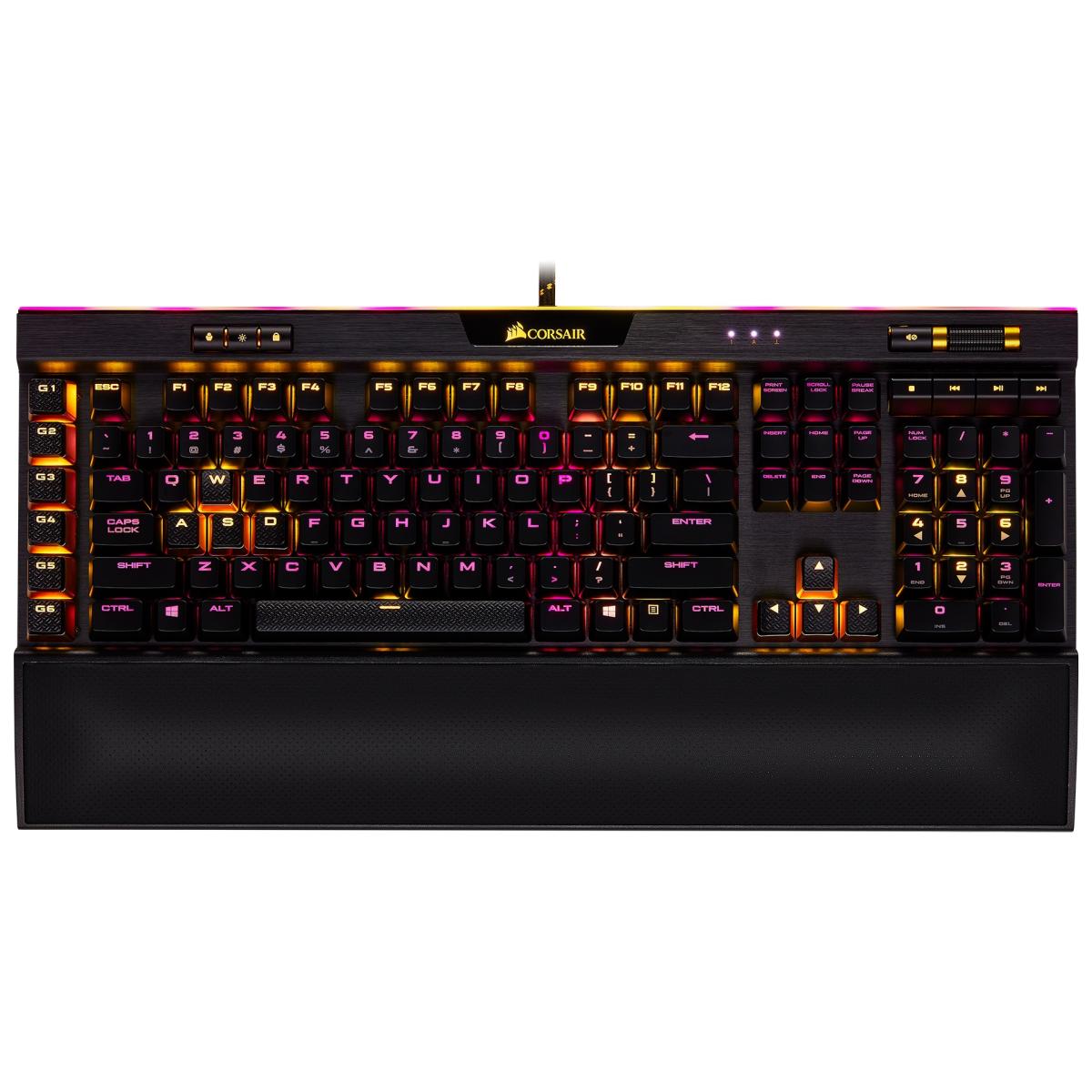 Corsair K95 RGB PLATINUM SE Full-Sized Black & Gold Wired Mechanical Gaming Keyboard w/ Palm Rest - CHERRY MX Speed (عربي)