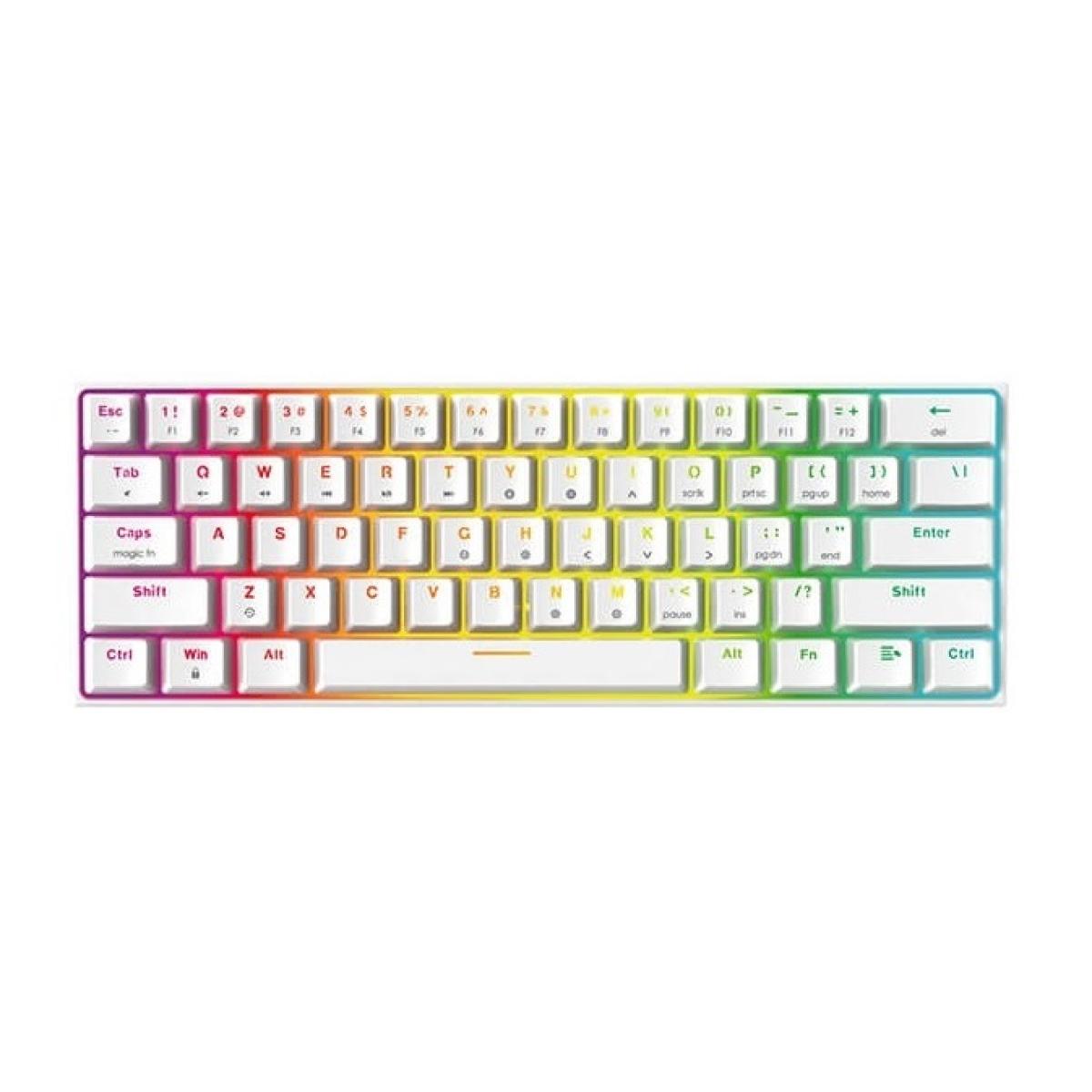 FANTECH MAXFIT61 RGB Wired 60% Mechanical Keyboard, 61 Keys Hot Swappable Type-C Programmable Gaming Keyboard, Blue Switch-White