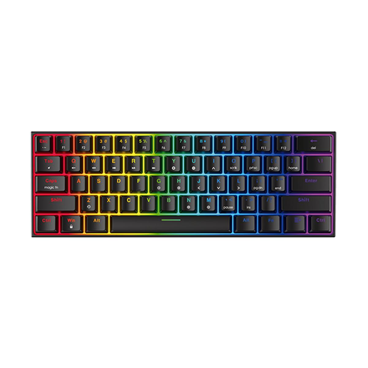 FANTECH MAXFIT61 MK857 RGB Wired 60% Mechanical Keyboard, 61 Keys Hot Swappable Type-C Programmable Gaming Keyboard, Blue Switch-Black