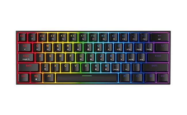 FANTECH MAXFIT61 RGB Wired 60% Mechanical Keyboard, 61 Keys Hot Swappable Type-C Programmable Gaming Keyboard, Blue Switch-Black