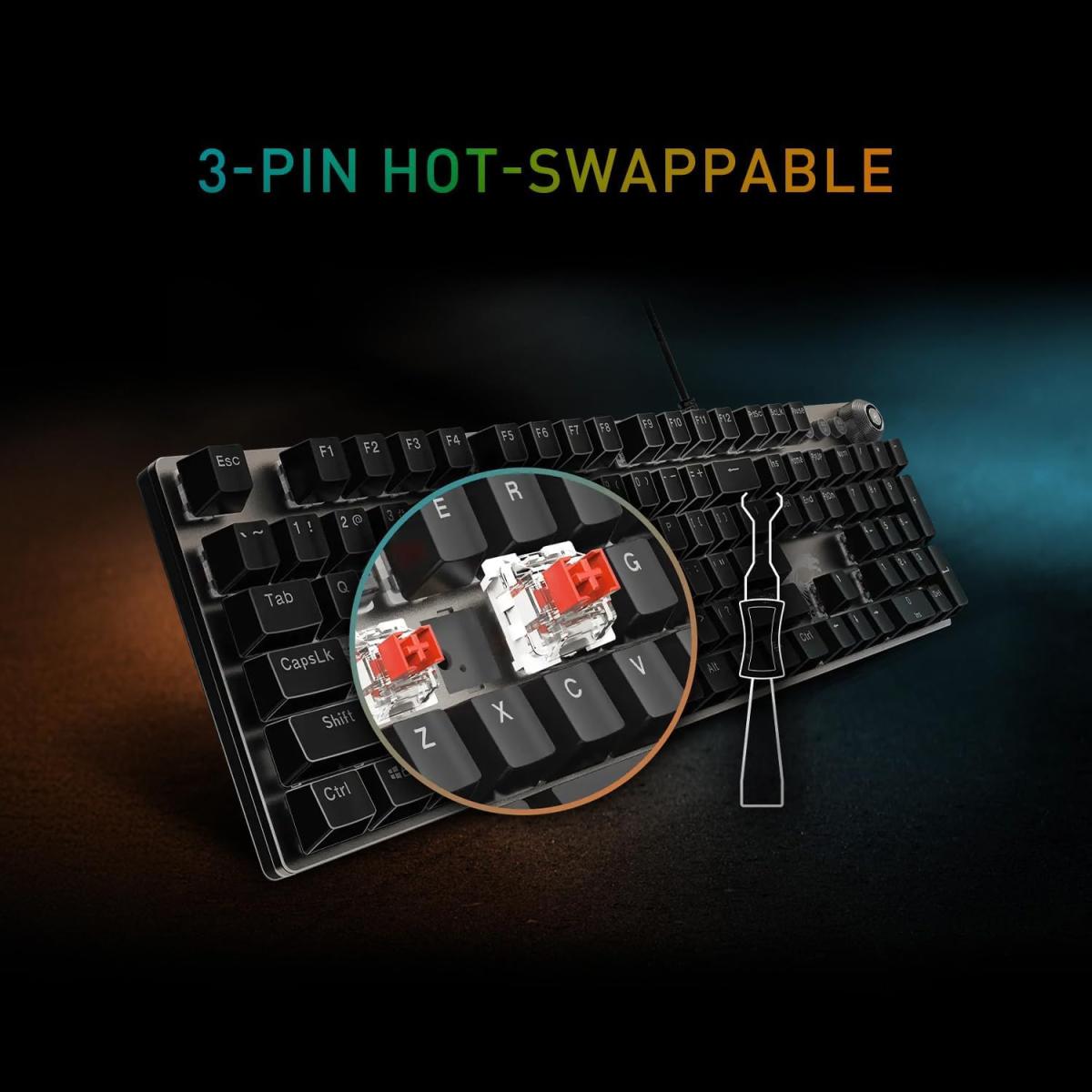 MSI Forge GK310 Combo (Kit) Gaming RGB Hot Swappable Mechanical RED Switch USB 2.0 Full Size Keyboard & Forge Mouse 7200 DPI Optical Gaming Mouse, Anti-Ghosting Keyboard,  (عربي)