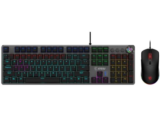 MSI Forge GK310 Combo (Kit) Gaming RGB Hot Swappable Mechanical RED Switch USB 2.0 Full Size Keyboard & Forge Mouse 7200 DPI Optical Gaming Mouse, Anti-Ghosting Keyboard,  (عربي)